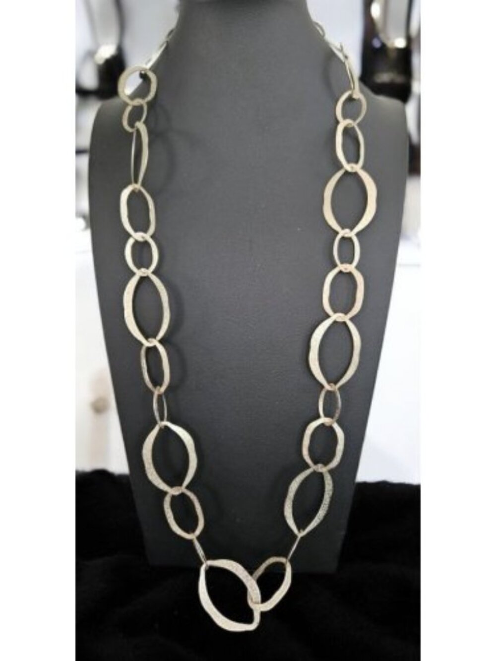 Sparkly Goldtone Geometric Circles Chain Necklace